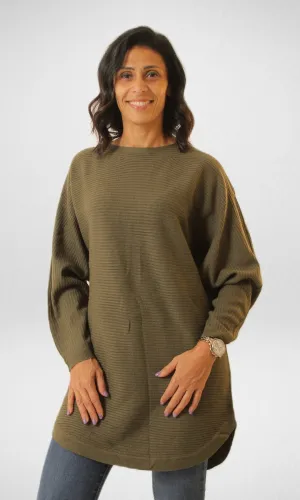 Women Oversized Pullover - Olive Green