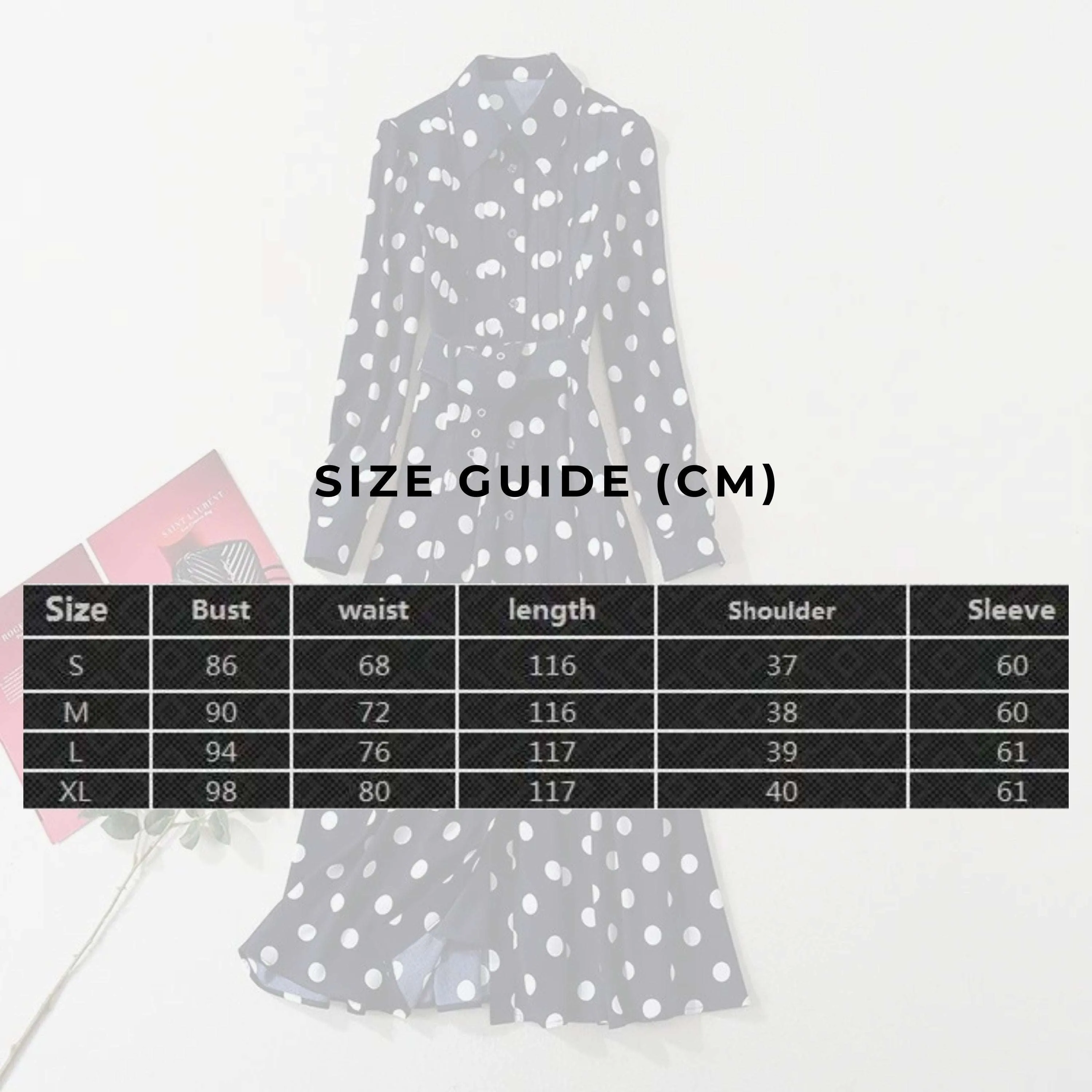 Women's Dark Blue Polka Dot Long Shirt Dress