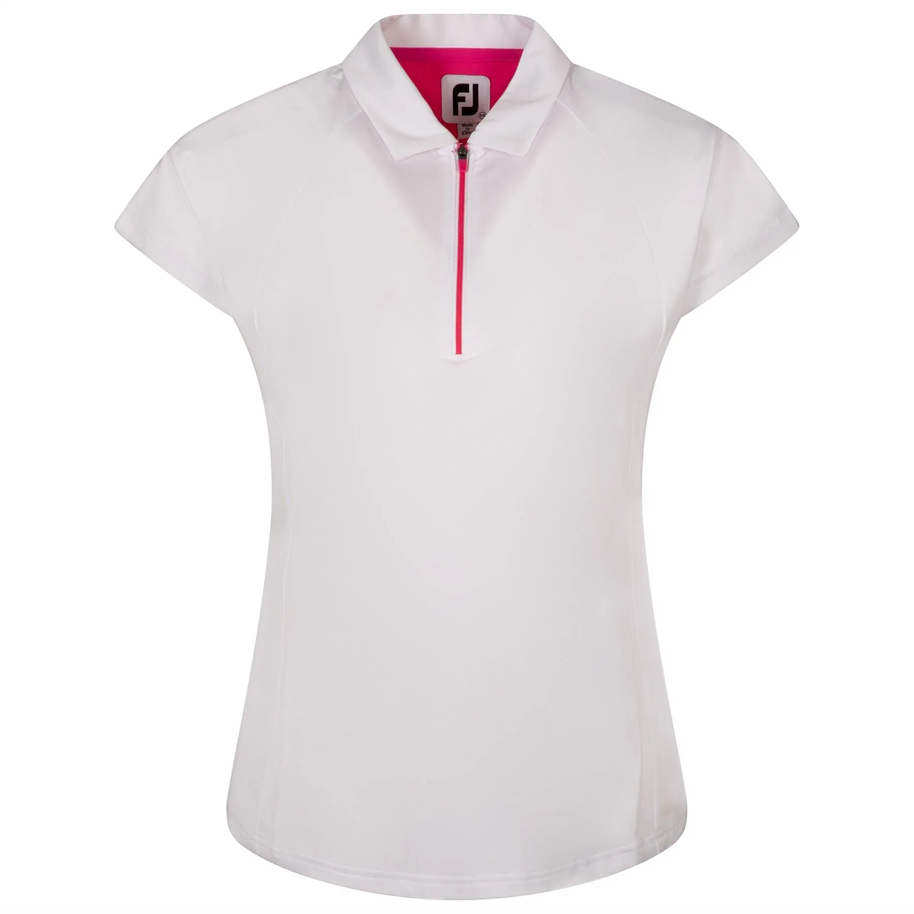 Womens Quarter Zip Color Block Shirt White/Pink - AW24